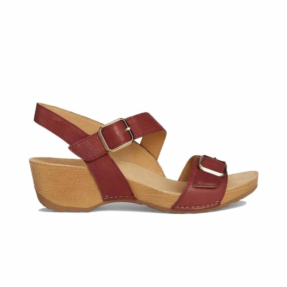NEW DANSKO women's trinity burnished nubuck sandal in cayenne
